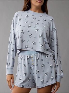 AE Snoopy Bow Plush PJ Set  Size XL